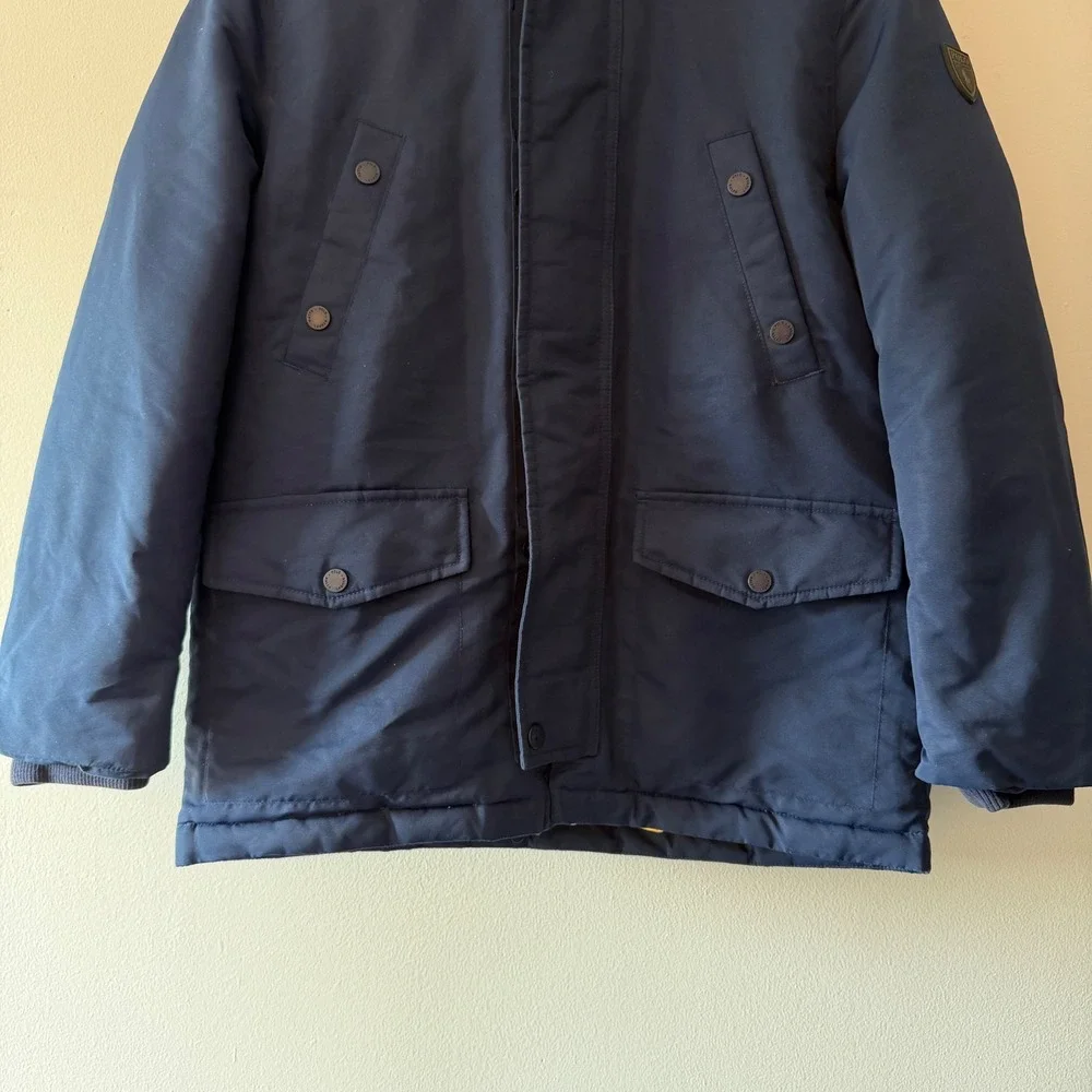 Polo Ralph Lauren Boys Navy Blue Sherpa Lined Hooded Parka Jacket Size M 10-12